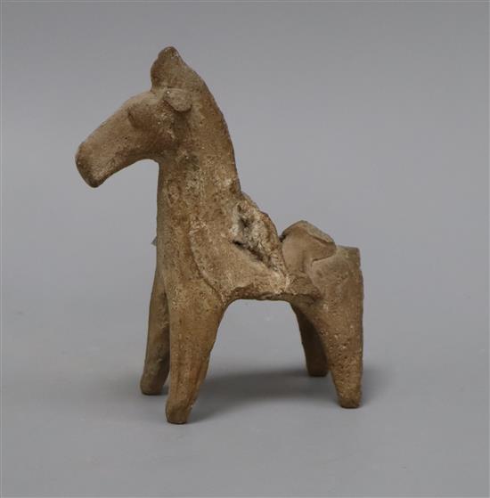 A Han dynasty terracotta model of a horses head height 15cm